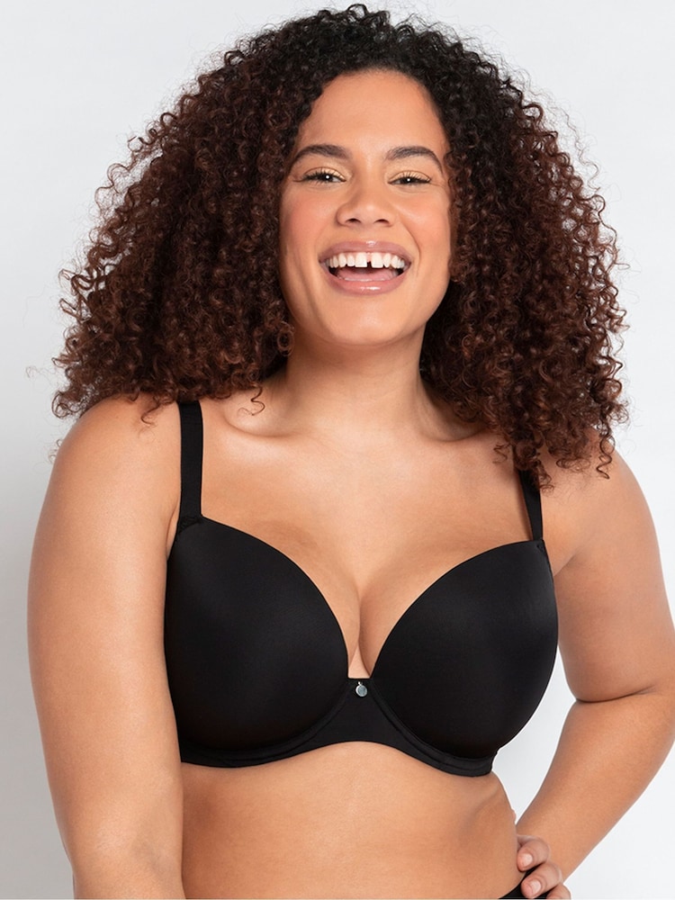 Schwarz - Curvy Kate Smoothie T-Shirt-BH mit tiefem Ausschnitt - Bild 1 von 7