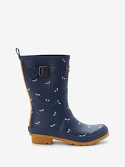 FatFace Navy Blue Womens Mid Height Printed Wellies - Image 1 of 4