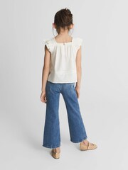 Reiss Ivory Blake Junior Ruffle Shoulder Top - Image 4 of 5