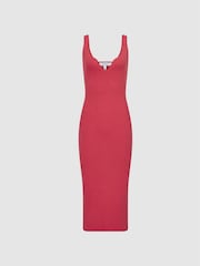 Reiss Pink Dakota Sweetheart Neck Knitted Bodycon - Image 2 of 6