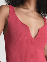 Reiss Pink Dakota Sweetheart Neck Knitted Bodycon - Image 4 of 6