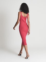 Reiss Pink Dakota Sweetheart Neck Knitted Bodycon - Image 5 of 6