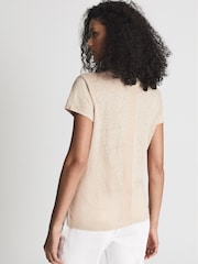 Reiss Stone Lottie Linen V Neck T-Shirt - Image 5 of 6