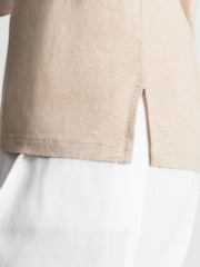 Reiss Stone Lottie Linen V Neck T-Shirt - Image 6 of 6