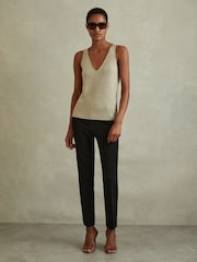Reiss Black Joanne Slim Fit Tailored Trousers - Image 1 of 5
