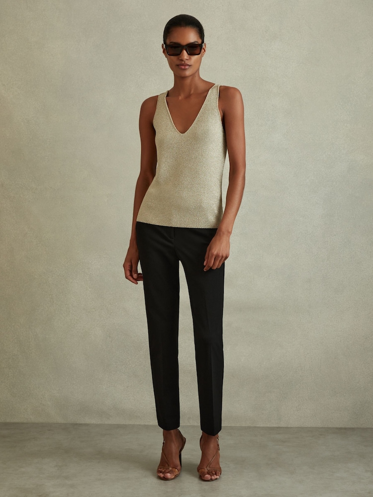 Reiss Black Joanne Slim Fit Tailored Trousers - Image 1 of 5