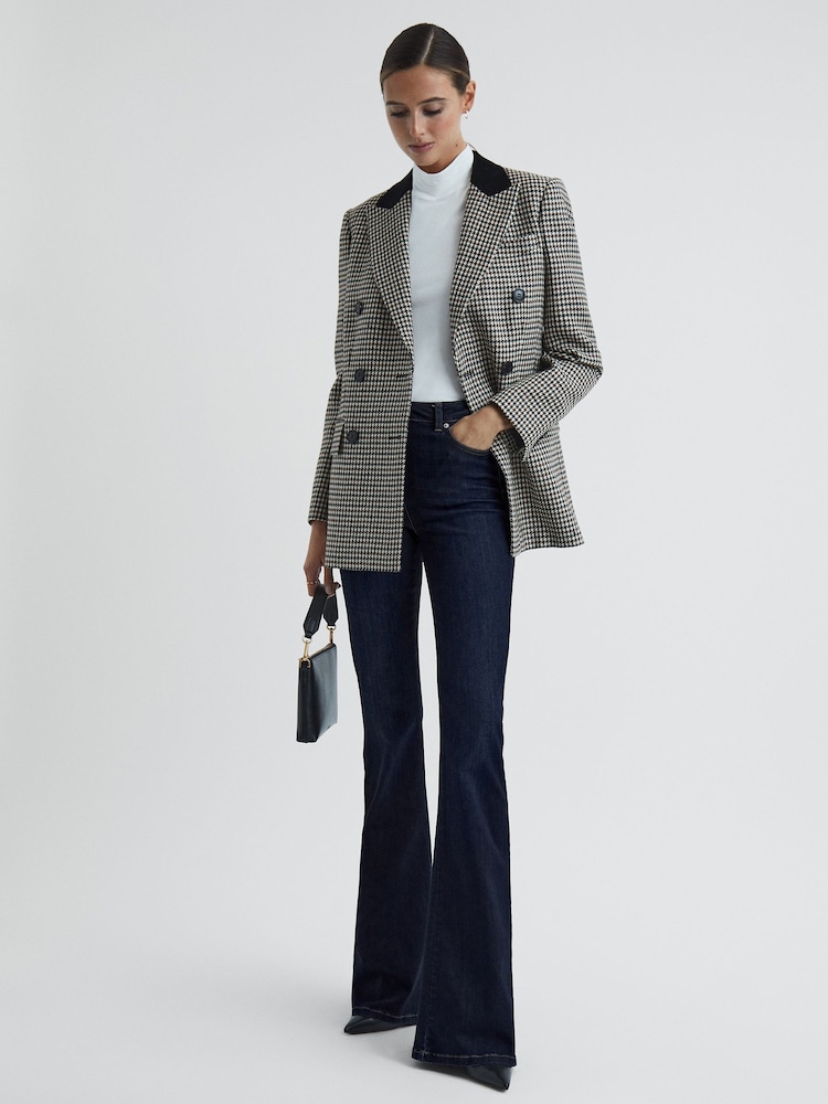 Reiss Dark Indigo Beau High Rise Skinny Flared Jeans - Image 1 of 5