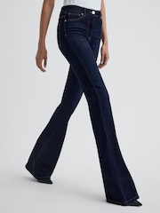 Reiss Dark Indigo Beau High Rise Skinny Flared Jeans - Image 3 of 5