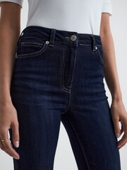 Reiss Dark Indigo Beau High Rise Skinny Flared Jeans - Image 4 of 5