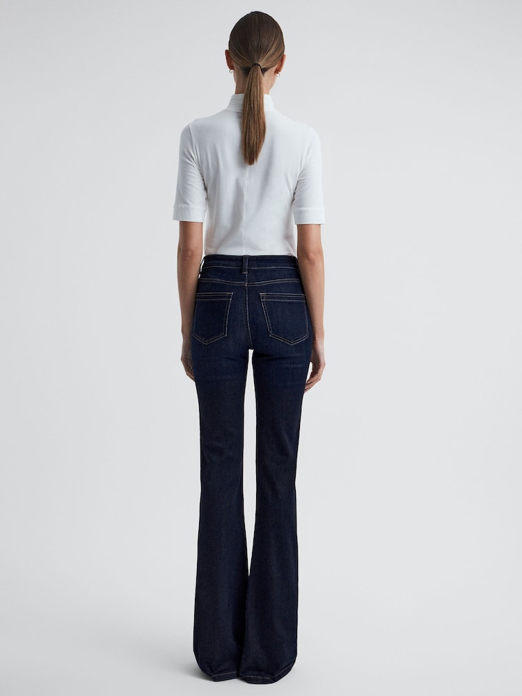 Reiss Dark Indigo Beau High Rise Skinny Flared Jeans - Image 5 of 5