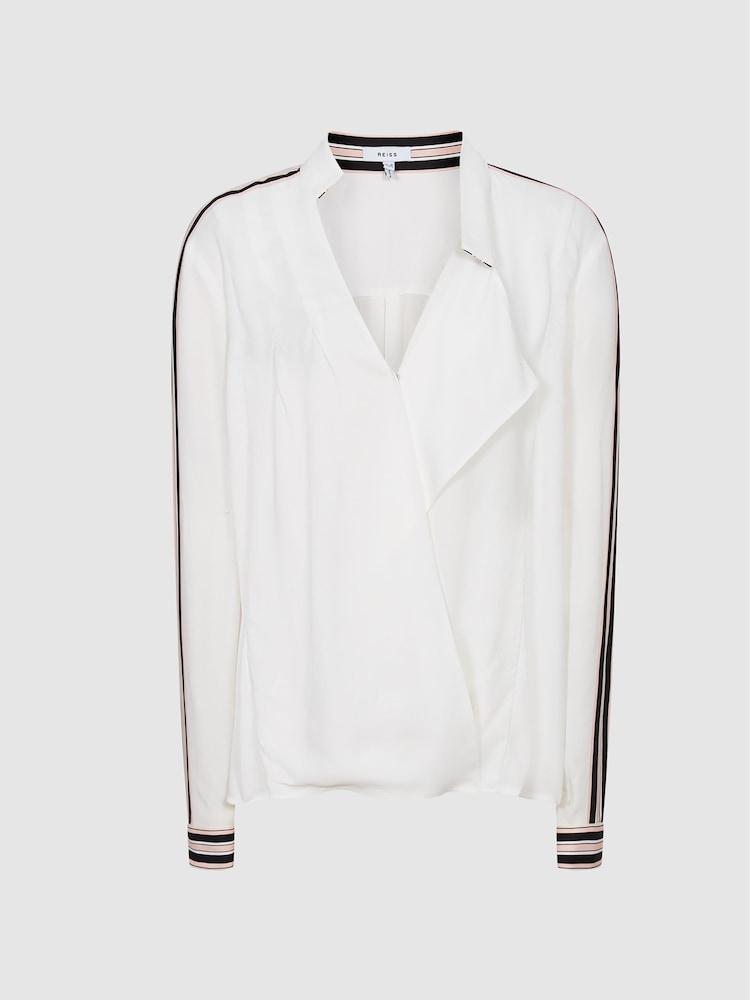 Reiss White Calla Colourblock Detail Blouse - Image 2 of 6
