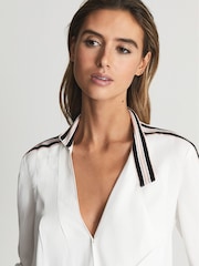 Reiss White Calla Colourblock Detail Blouse - Image 6 of 6