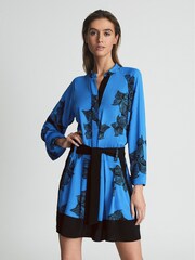 Reiss Blue Viviyan Printed Flippy Dress - Image 3 of 6