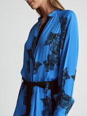 Reiss Blue Viviyan Printed Flippy Dress - Image 4 of 6