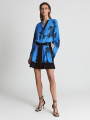 Reiss Blue Viviyan Printed Flippy Dress - Image 6 of 6