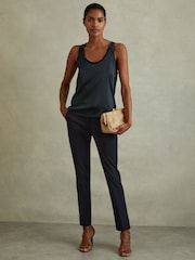 Reiss Navy Joanne Slim Fit Tailored Trousers - Image 1 of 4