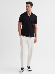 Reiss Black Caspa Mercerised Jersey Cuban Collar Shirt - Image 3 of 7
