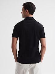 Reiss Black Caspa Mercerised Jersey Cuban Collar Shirt - Image 5 of 7