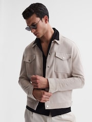 Reiss Black Caspa Mercerised Jersey Cuban Collar Shirt - Image 6 of 7