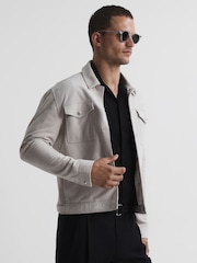 Reiss Black Caspa Mercerised Jersey Cuban Collar Shirt - Image 7 of 7