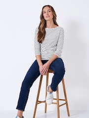 Crew Clothing Company White 100% Cotton Essential Breton Stripe Top - Image 4 of 5