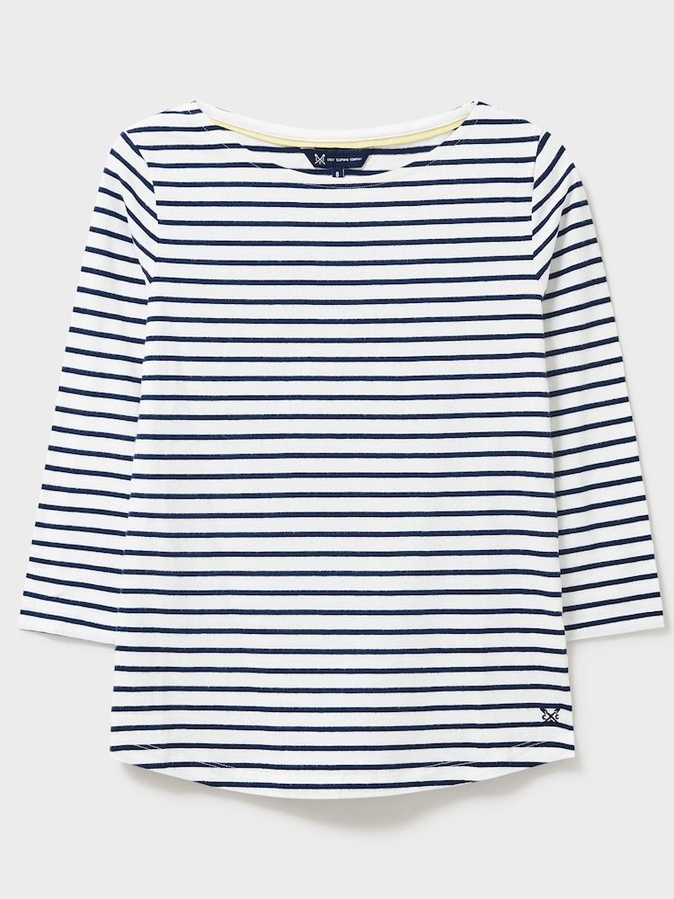 Crew Clothing Company White 100% Cotton Essential Breton Stripe Top - Image 5 of 5