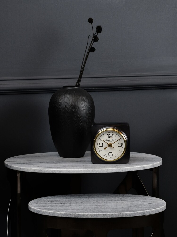 Libra Interiors Black Thompson Square Carriage Mantel Clock - Image 1 of 4