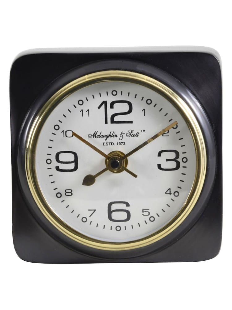 Libra Interiors Black Thompson Square Carriage Mantel Clock - Image 2 of 4