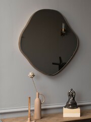 Libra Interiors Gold Medium Champagne Organic Metal Framed Mirror - Image 1 of 4