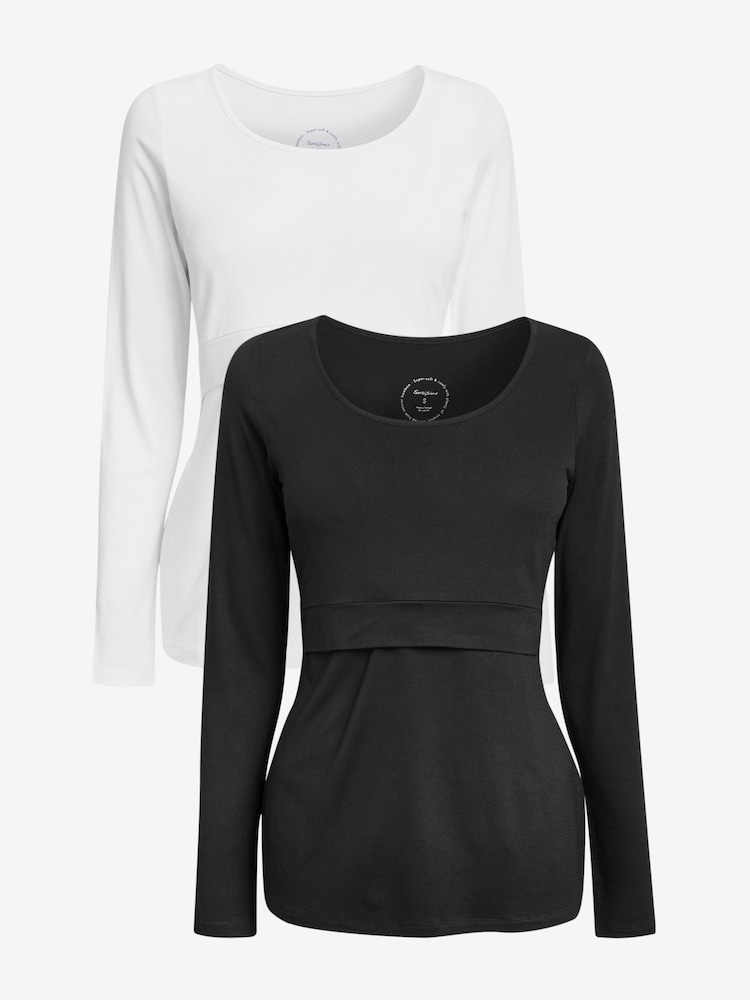 Seraphine Black Maternity And Nursing Tops Twin Pack - Image 1 of 8