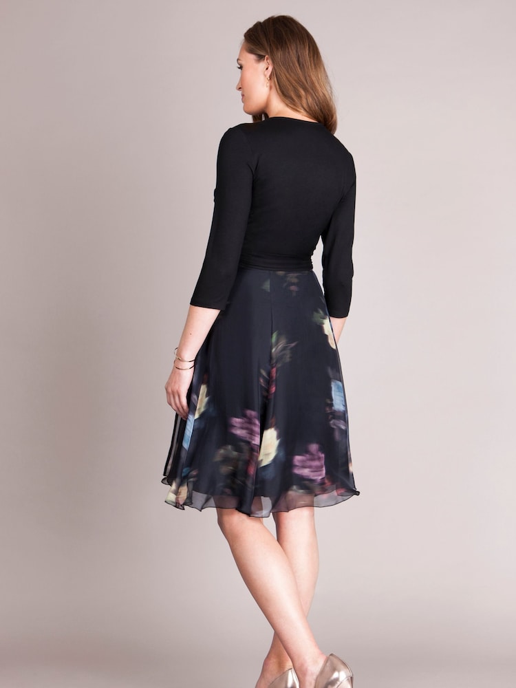 Seraphine Black Floral Wrap Maternity & Nursing Maxi Dress - Image 2 of 5