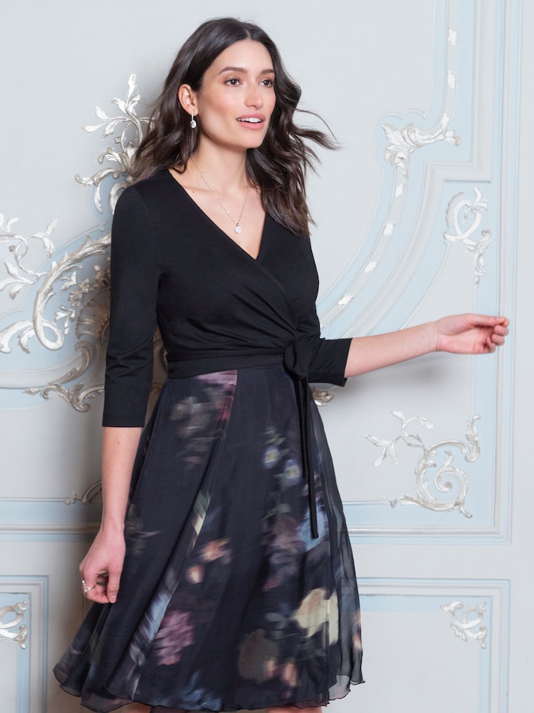 Seraphine Black Floral Wrap Maternity & Nursing Maxi Dress - Image 4 of 5