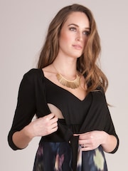 Seraphine Black Floral Wrap Maternity & Nursing Maxi Dress - Image 5 of 5
