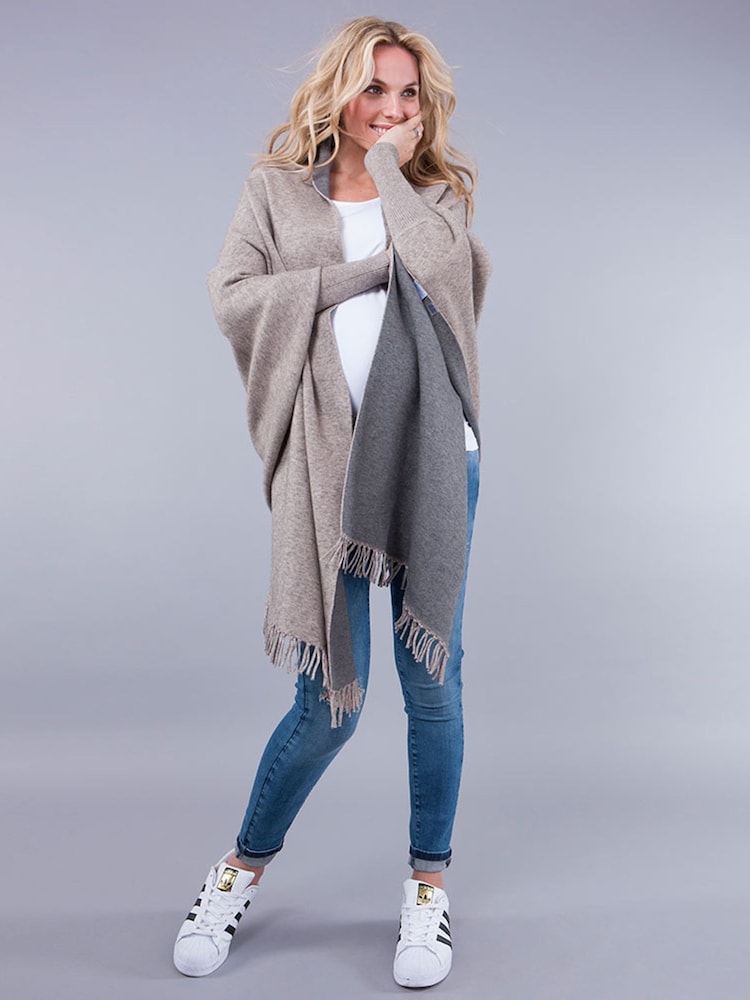 Seraphine Grey Two-Tone Luxury Maternity And Nursing Shawl Wrap - Image 1 of 3