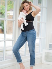 Seraphine Blue Post Maternity Shaping Boyfriend Jeans - Image 1 of 3