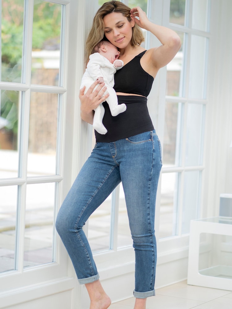 Seraphine Blue Post Maternity Shaping Boyfriend Jeans - Image 1 of 3