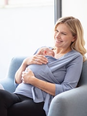 Seraphine Slate Blue Maternity Cotton ¾ Sleeve Skin To Skin Top - Image 1 of 4