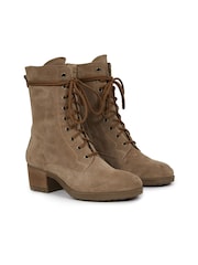 Celtic & Co. Camel Block Heel Derby Boots - Image 3 of 6