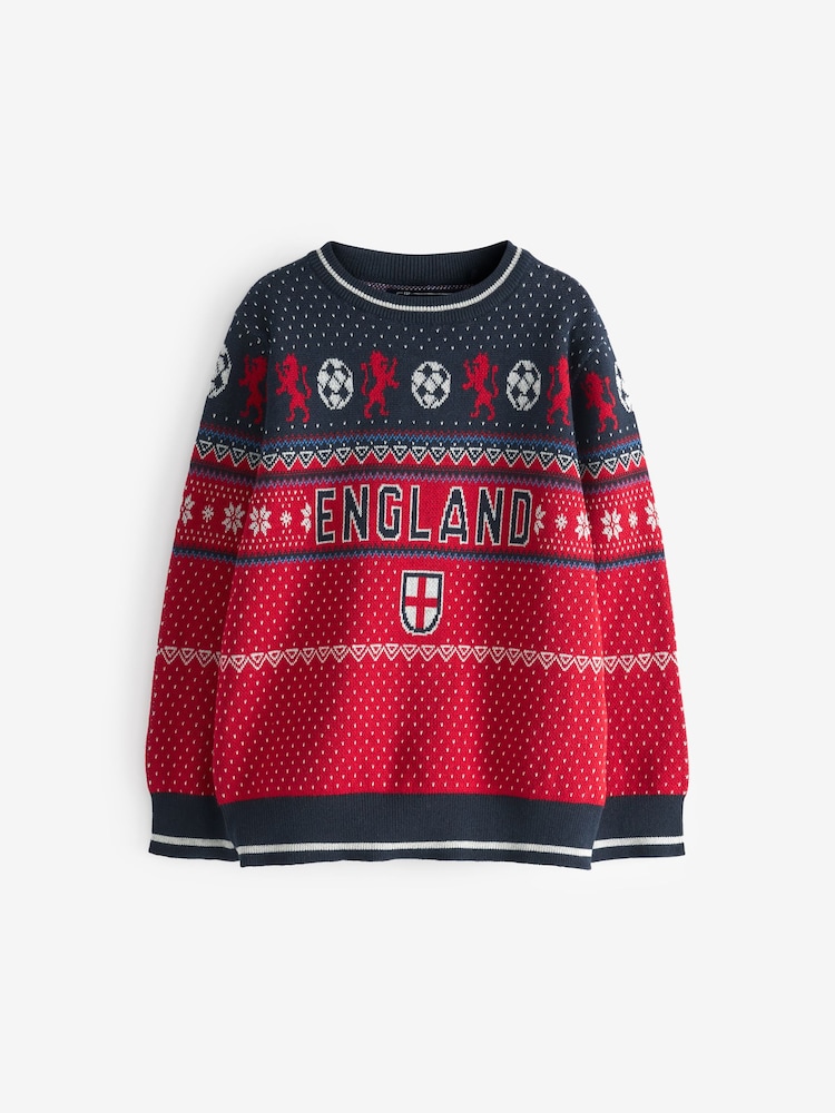 Navy England Football Christmas Jumper (3-16yrs) - Image 1 of 5