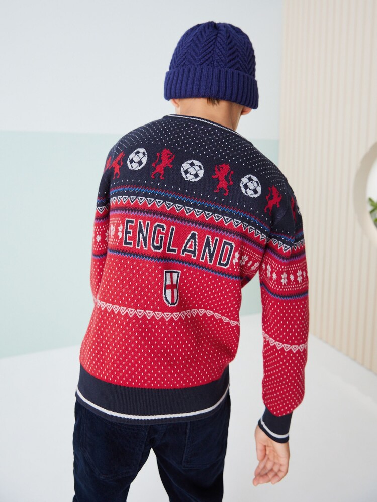 Navy England Football Christmas Jumper (3-16yrs) - Image 4 of 5
