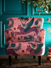 Emma Shipley Coral Pink Dalston Lynx Velvet Chair - Image 1 of 4