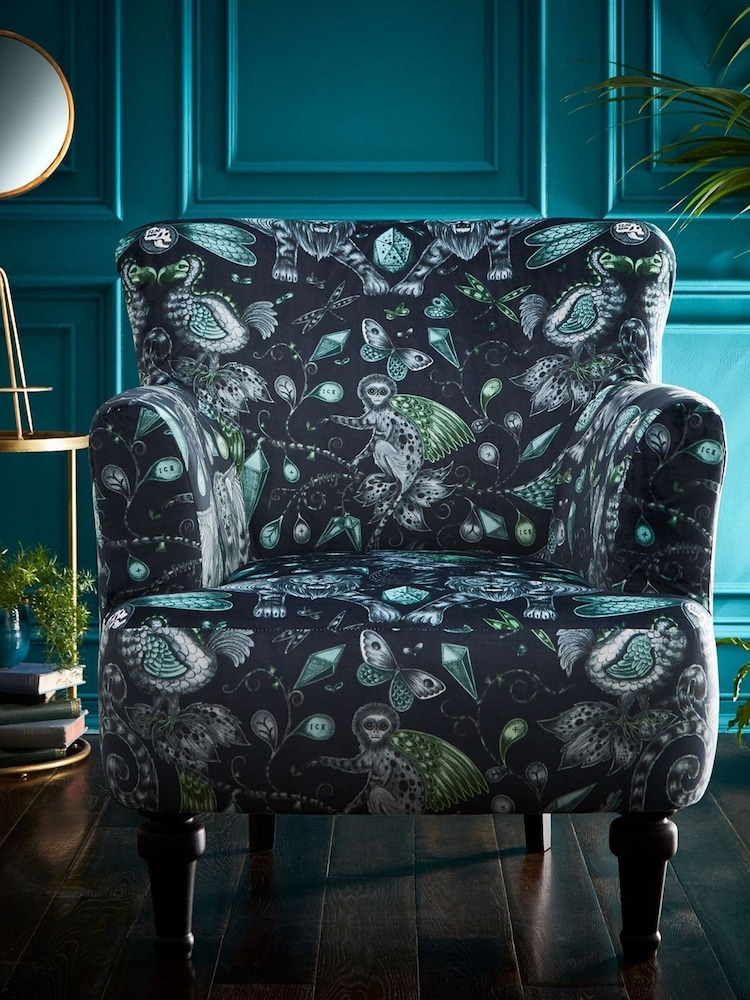 Emma Shipley Navy Blue Dalston Extinct Velvet Chair - Image 1 of 4