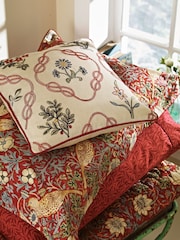 Morris & Co. Crimson Red Strawberry Thief 300 Thread Count 100% Cotton Bedspread - Image 2 of 3