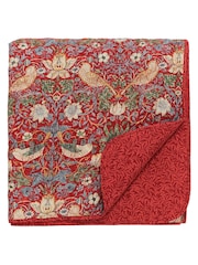 Morris & Co. Crimson Red Strawberry Thief 300 Thread Count 100% Cotton Bedspread - Image 3 of 3