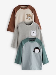Modro-siva arktične živali - 3 Pack Long Sleeve Character T-Shirts (3mths-7yrs) - Slika 4 iz 8