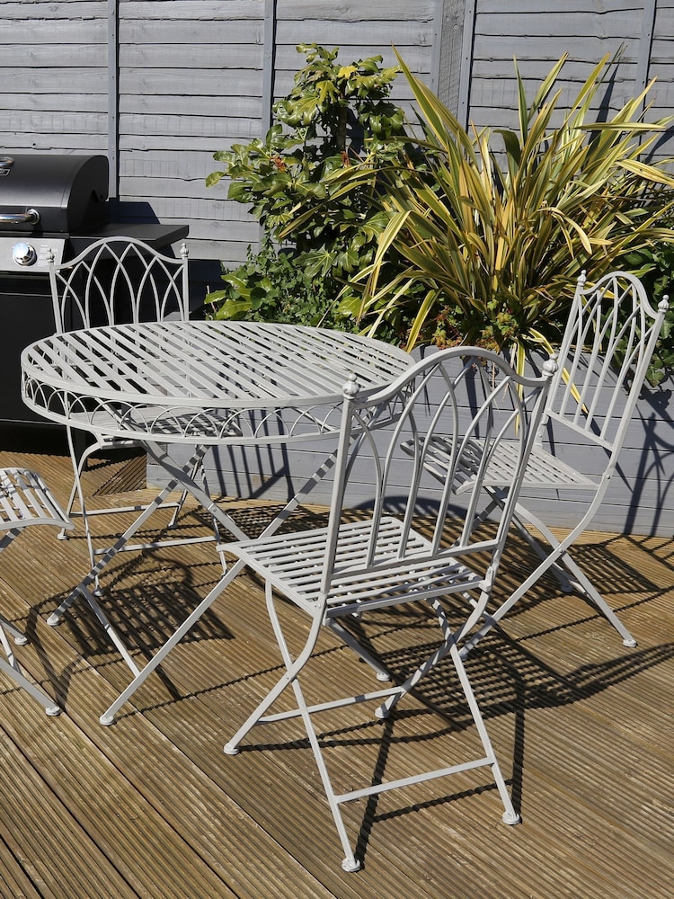 Charles Bentley Grey 5 Piece Garden Wrought Iron Bistro Set - Image 1 of 5