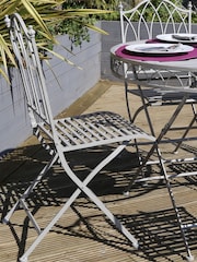 Charles Bentley Grey 5 Piece Garden Wrought Iron Bistro Set - Image 2 of 5