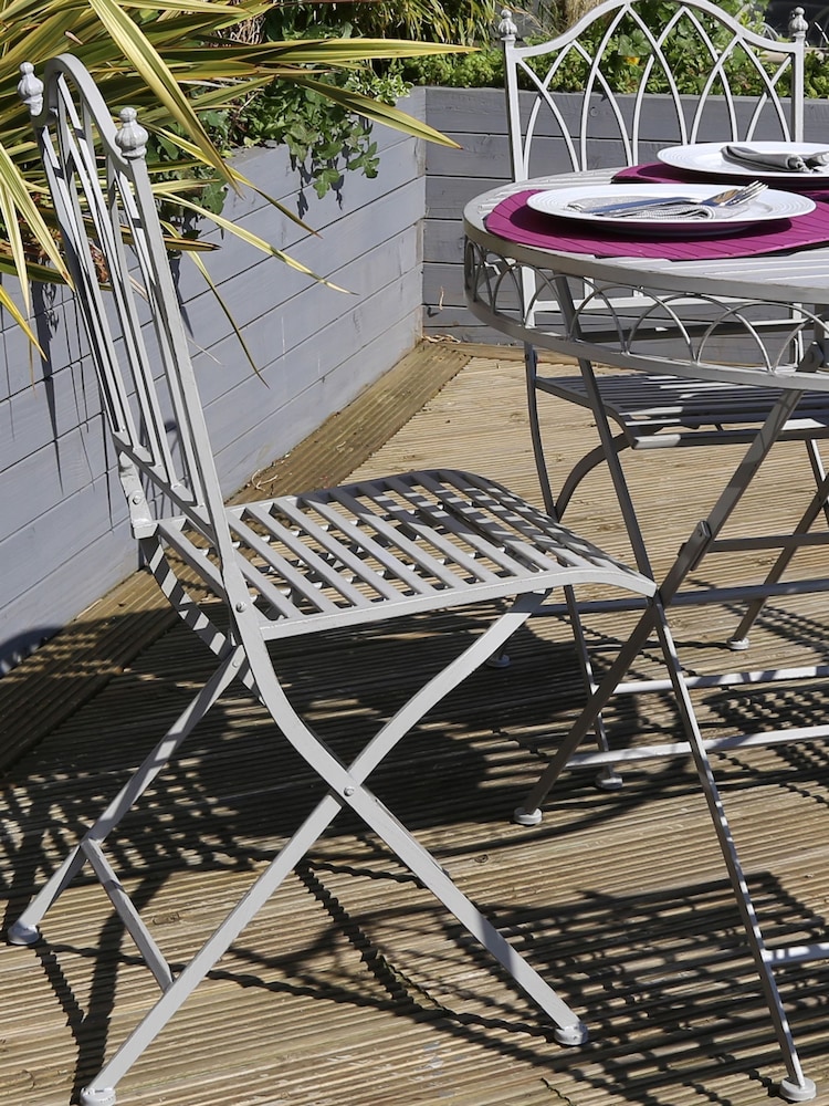 Charles Bentley Grey 5 Piece Garden Wrought Iron Bistro Set - Image 2 of 5
