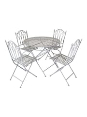 Charles Bentley Grey 5 Piece Garden Wrought Iron Bistro Set - Image 3 of 5