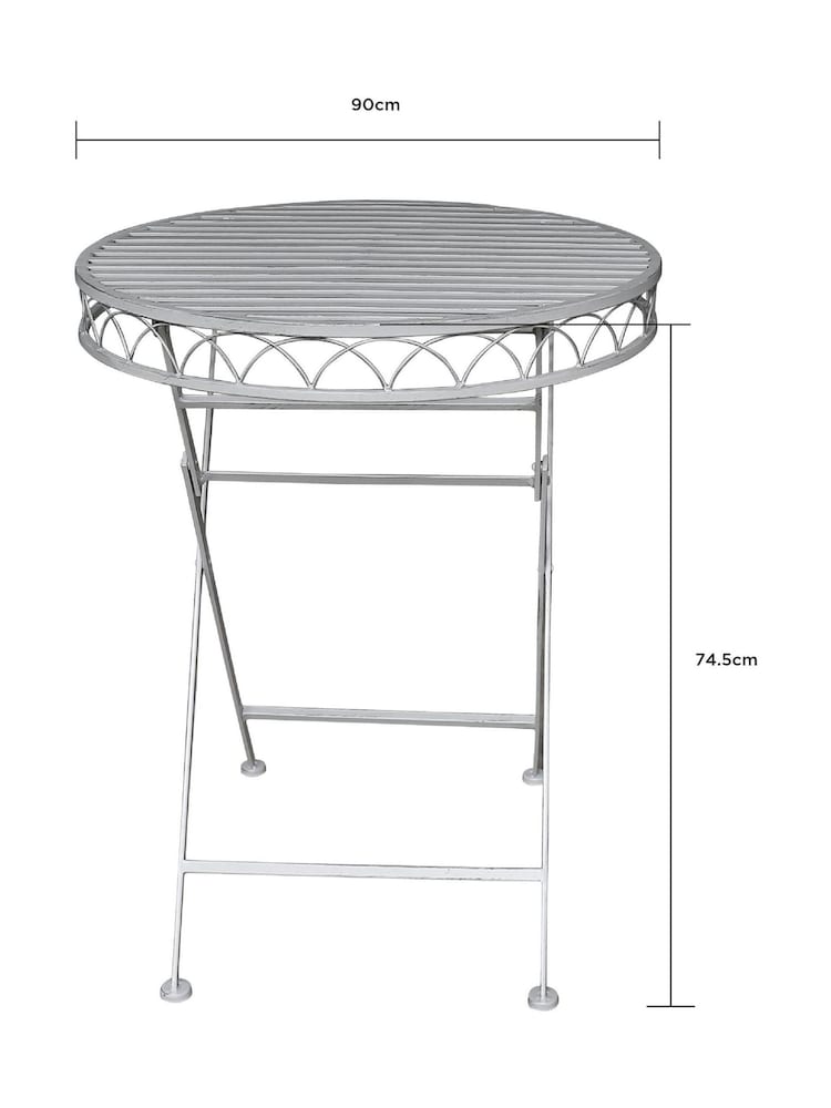 Charles Bentley Grey 5 Piece Garden Wrought Iron Bistro Set - Image 5 of 5